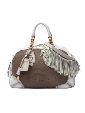 Prada Leather Trimmed Canvas Canapa #309140P53B